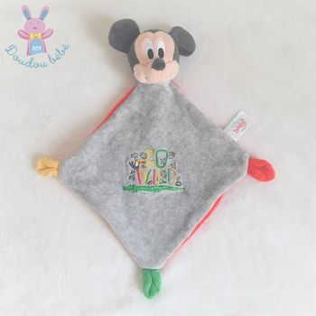 Doudou plat Souris Mickey gris rouge "Go Wild"