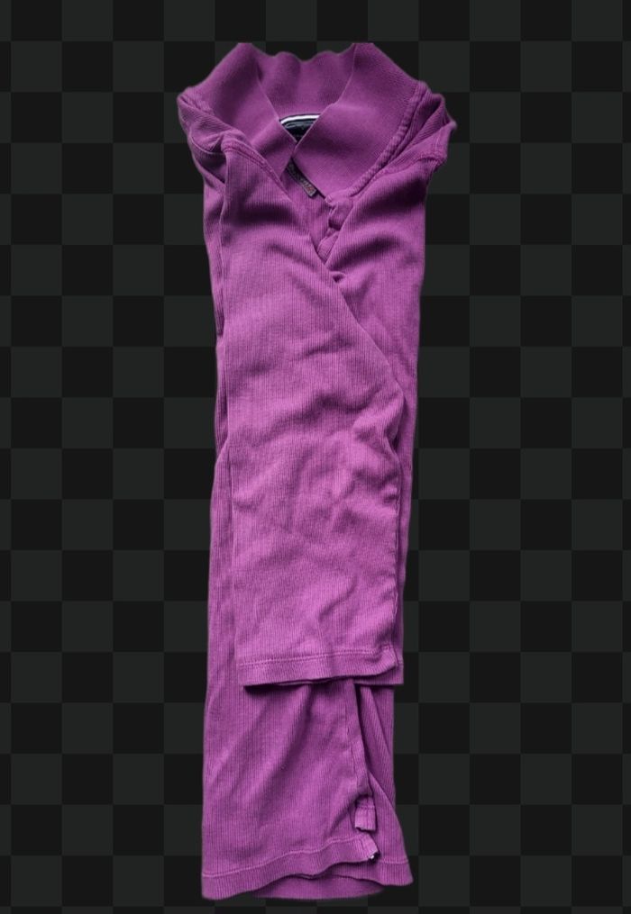 💜 Pull fin Henley côtelé Tommy Hilfiger – Femme – Violet – Manches 3/4 - photo numéro 3