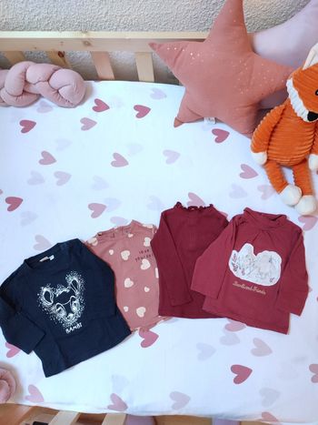 Lot de 4 tee-shirts manches longues Bambi - 6 mois - Très bon état - Disney