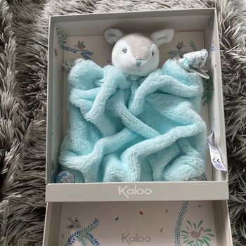 Doudou faon biche kaloo bleu collection plume neuf etiquetté
