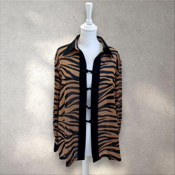 Chemise fluide oversize motifs rayures animal M