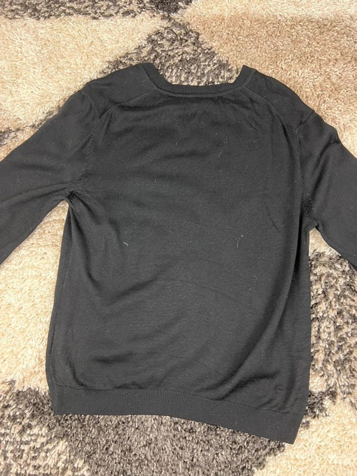 Pull Lacoste col V noir en coton taille XL femme - photo numéro 7