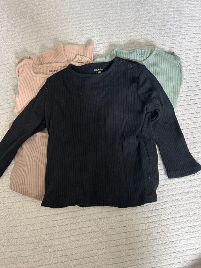 Lot de 4 t-shirts côtelés manches longues 18 mois - photo numéro 3