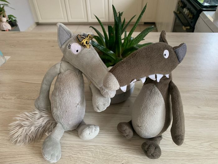Peluches Loup et louve  Auzou gris - photo numéro 3