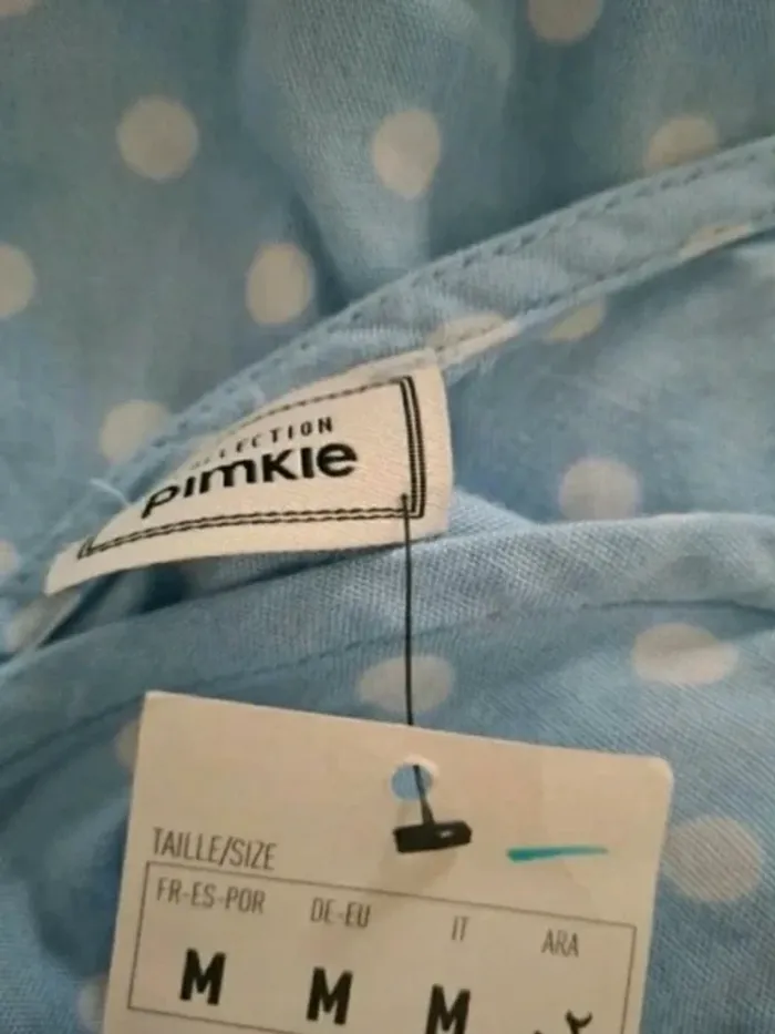 Blouse bleu ciel pois blanc Pimkie Taille M Neuve - photo numéro 5