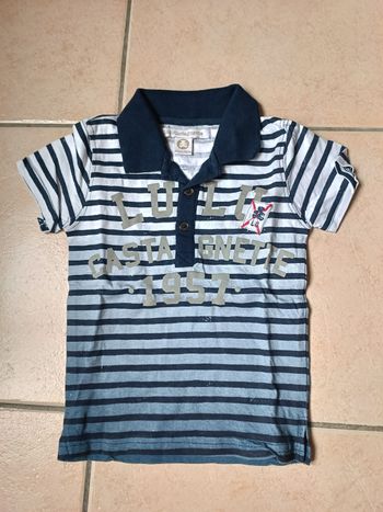 Polo bleu et blanc rayé Lulu Castagnette 3 ans
