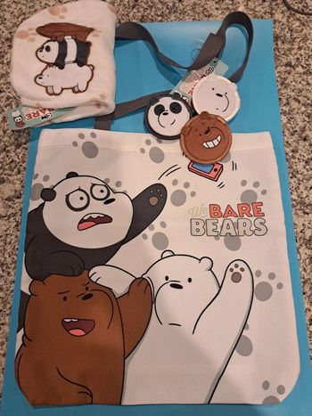 Bare Bears : Tota Bag, Houpettes & Essuie Cheveux - Neuf