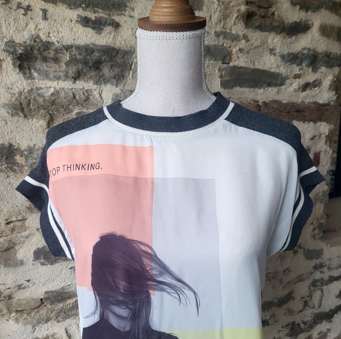 T-shirt Zara visage femme look y2k 2000's Taille M ou 38 - photo numéro 2