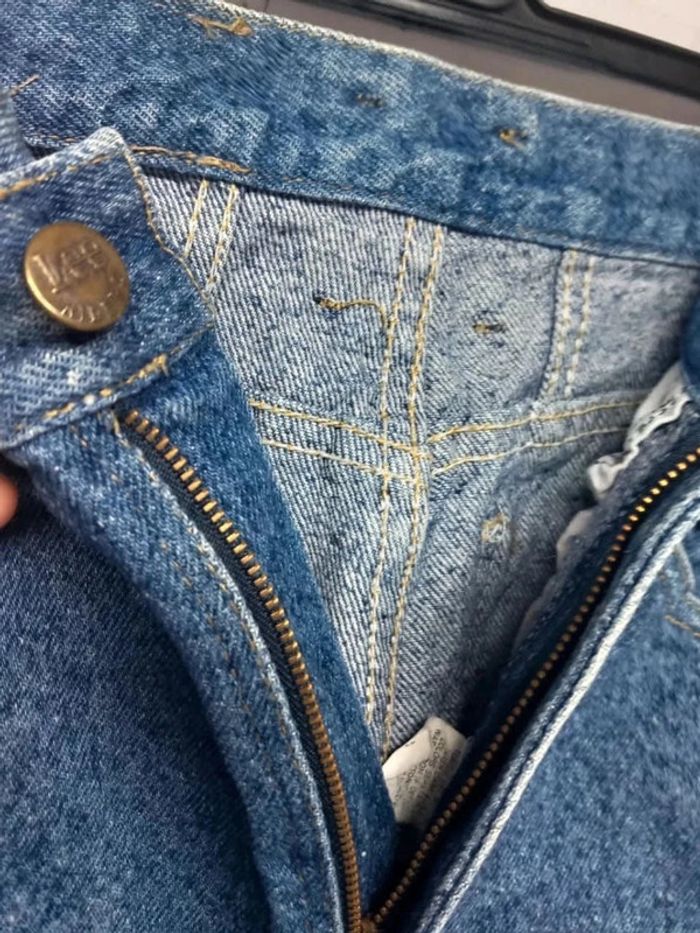Jeans taille haute Lee vintage bleu foncé en coton - photo numéro 5