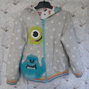 Veste à capuche chaude reversible Pixar Disney Monstre et Compagnie 5-6 ans 116cm