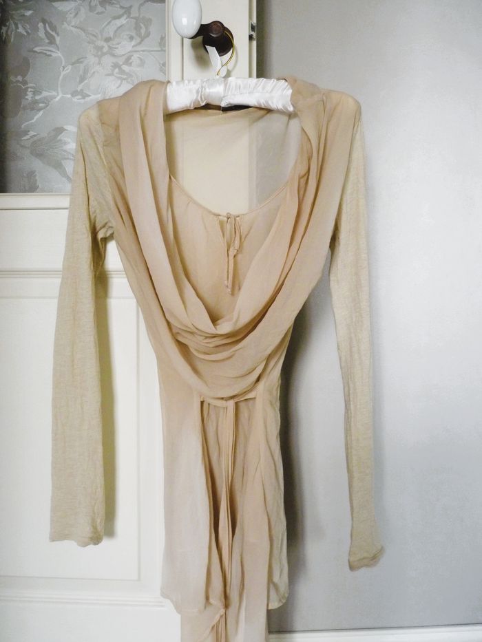 Tunique soie longue Femme I.Code Ikks 36 S ceinture beige TBE - photo numéro 2