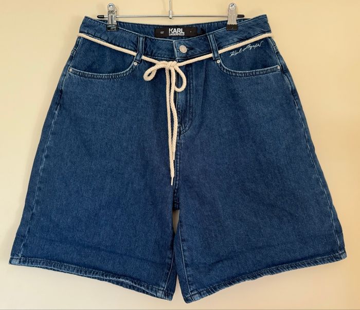 Short en jean taille haute bleu denim Karl Lagerfeld - photo numéro 2