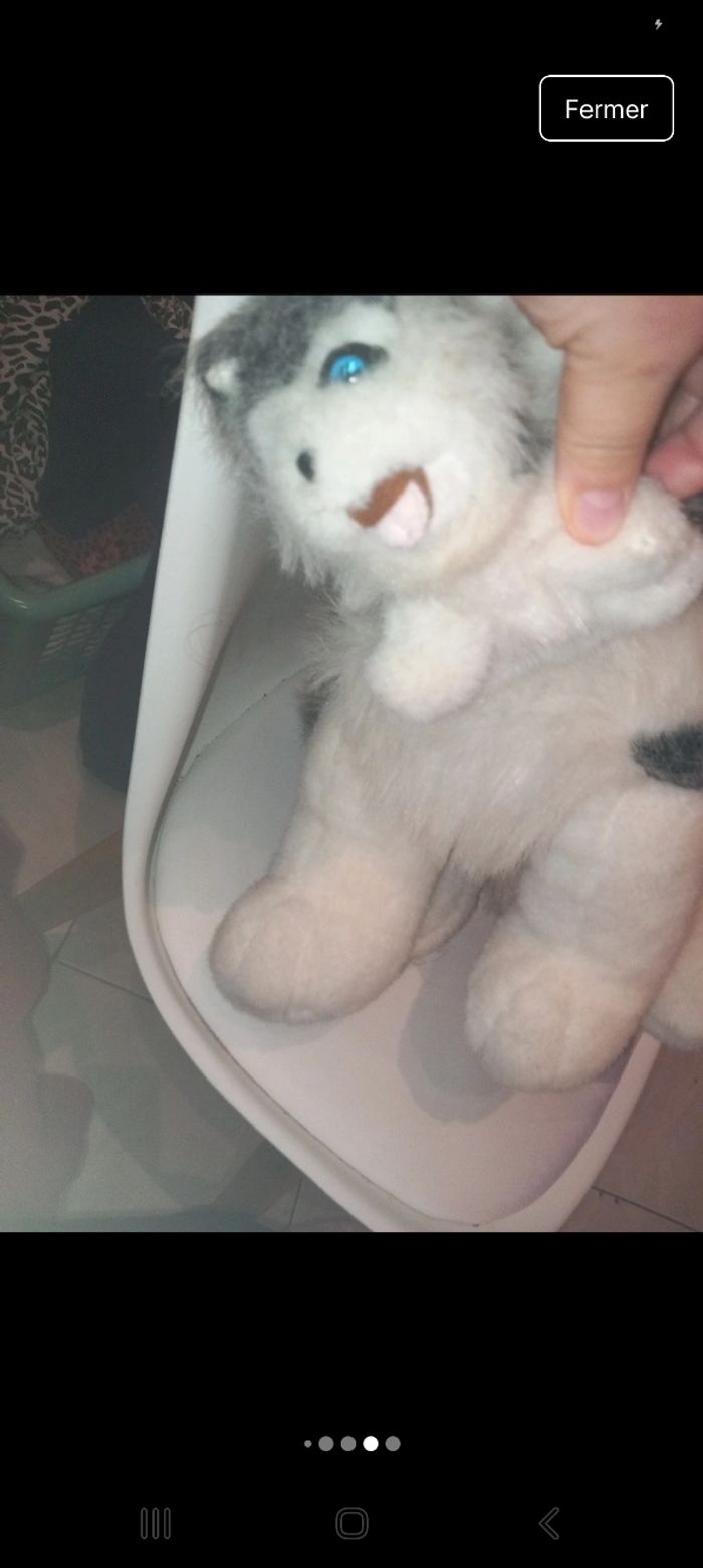 Peluche husky avec son bebe