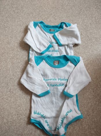 Lot de 2 bodies rigolo pipelettes Trois kilos sept