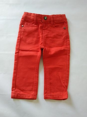jean rouge confortable taille ajustable 3 pommes fille 3 mois