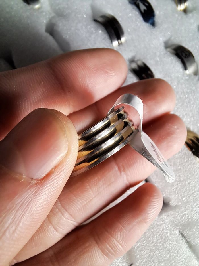 Bague acier inoxydable dorées