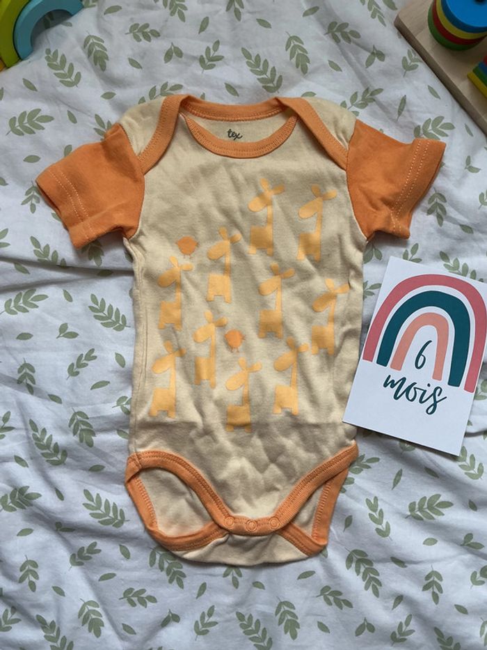 body manches courtes orange et jaune 6 mois tex - photo numéro 2