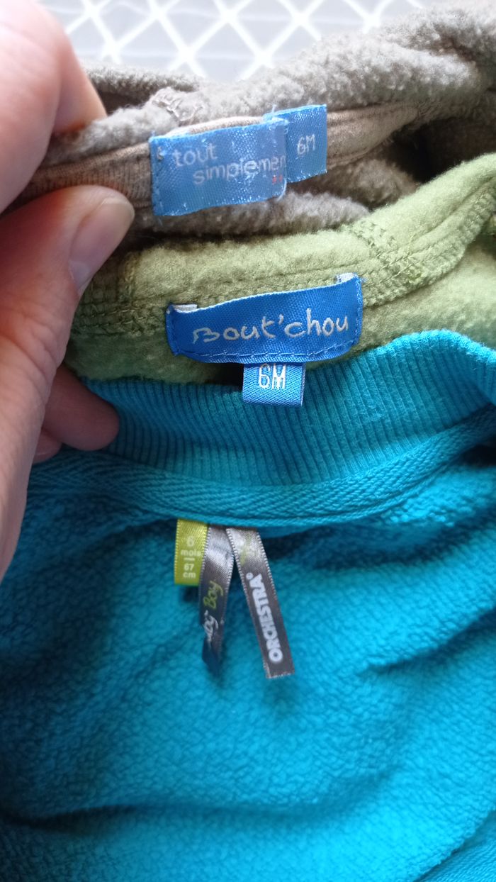 🦁Lot 3 vestes zippées, 6 mois - photo numéro 5