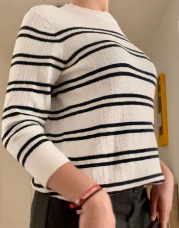 Pull fin à rayures manches 3/4