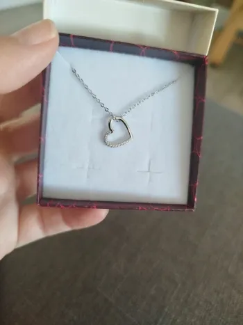 Collier argent pendentif cœur zirconium