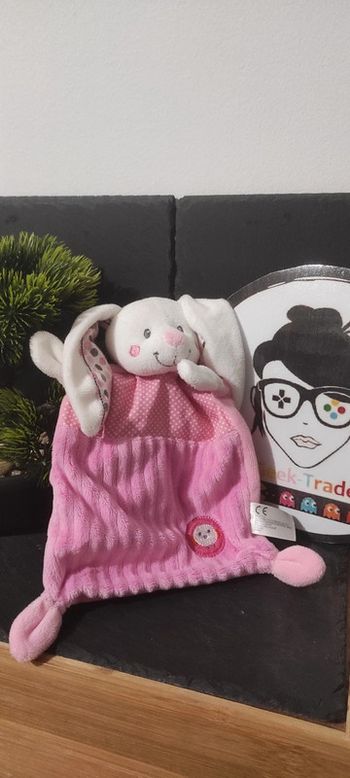 Doudou lapin simba toys Nicotoy Little Hug oiseau poussin rose blanc pois Gris