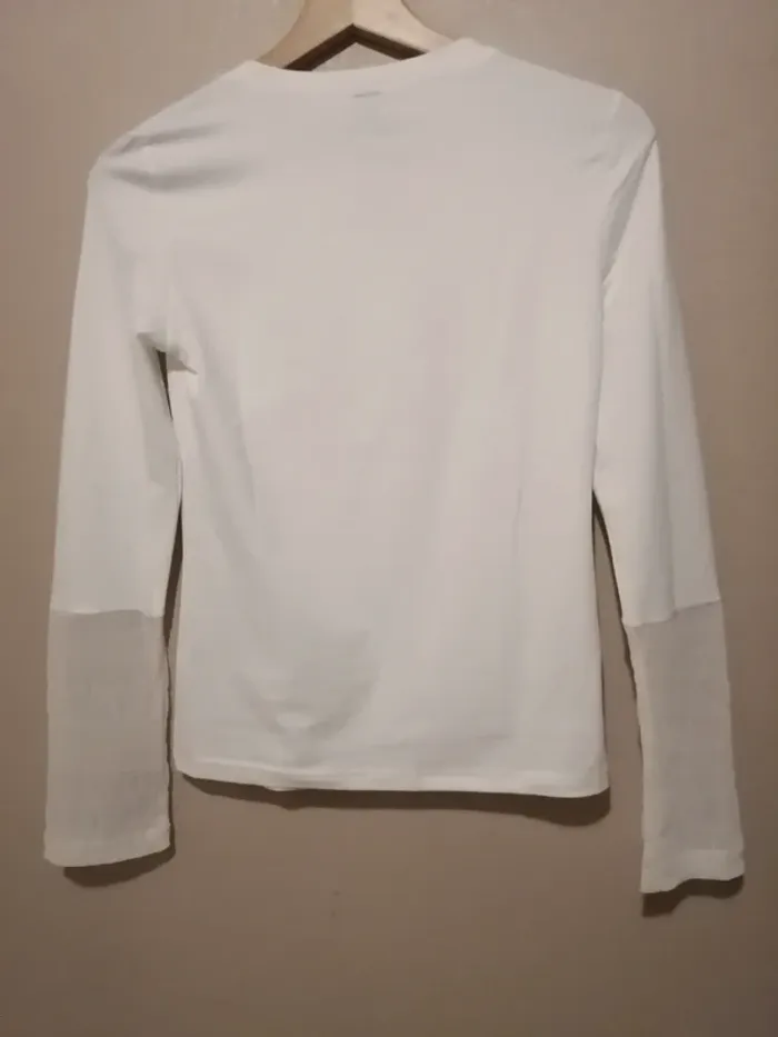 Super haut blanc slim fit avec manches ajourées M - photo numéro 3