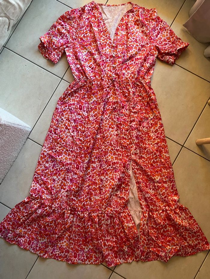 Robe femme longue léopard leo rouge orange blanc - photo numéro 4
