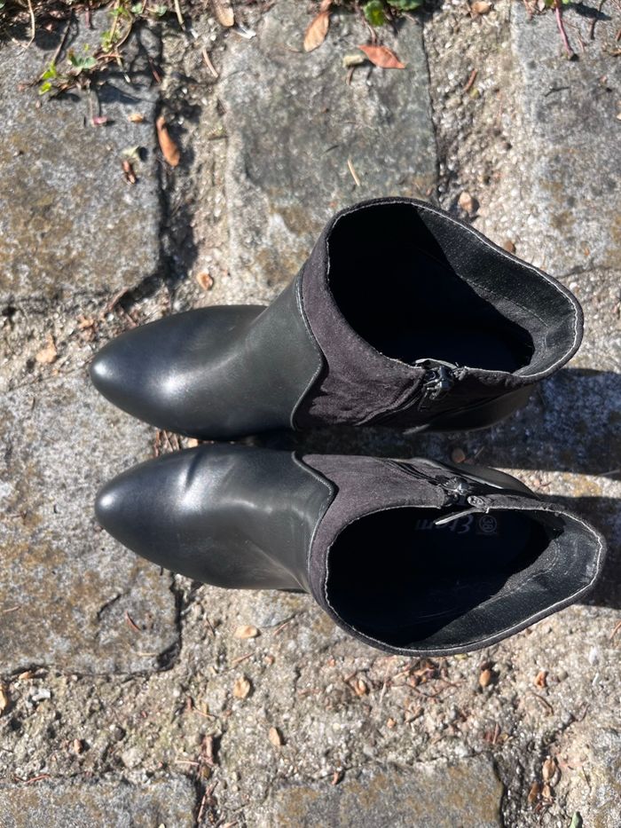 Bottines noires brides à talon taille 37/38 talons à 8 cm - neuves - photo numéro 6