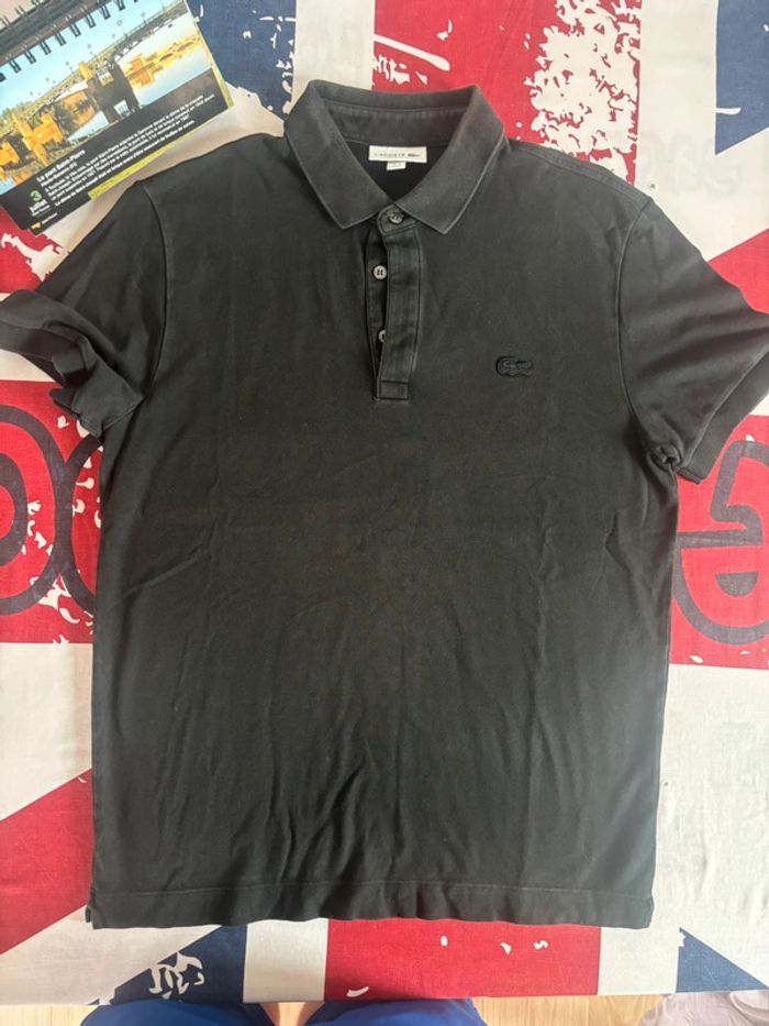Polo Lacoste taille M noir logo ton sur ton - photo numéro 2