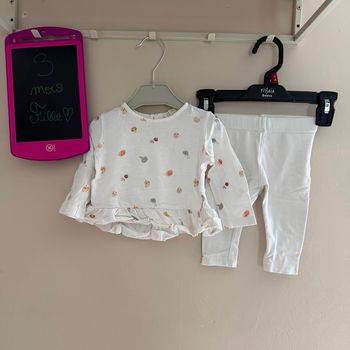 Ensemble complet fille, maillot longues manches et legging blanc - T3mois - Zara
