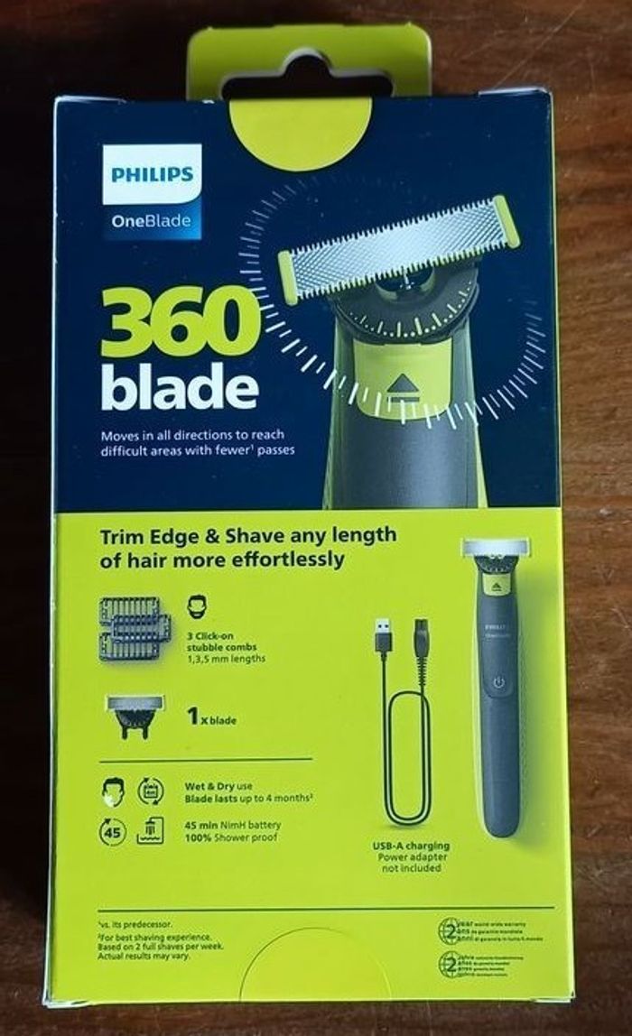 Philips OneBlade 360 – Tondeuse barbe & visage – 1 lame + 3 sabots – Neuf - photo numéro 4