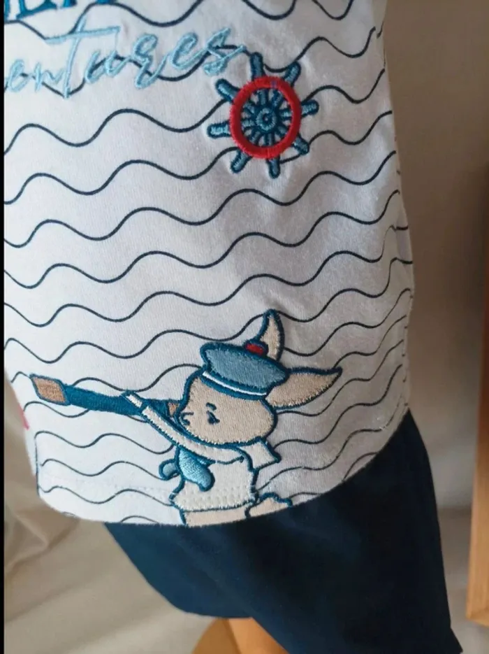 Ensemble tee-shirt manches courtes et short style marin garçon 3 mois - photo numéro 3