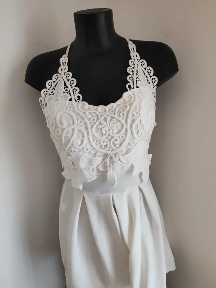 Combi short t38croisé blanche dentelle sur le buste - photo numéro 2