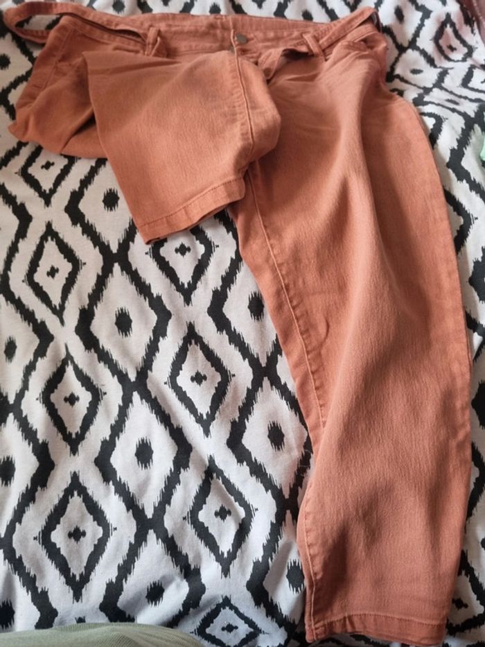 Jean coupe courte avec ceinture 50 rose - photo numéro 5