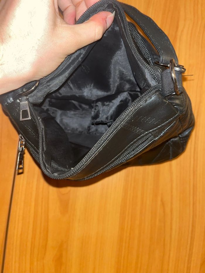 Sac en cuir noir uni (petit) - photo numéro 7