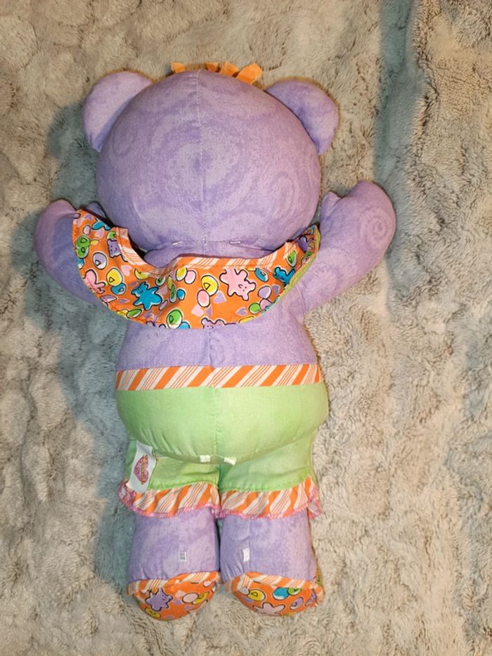 Peluche ourson mauve vert orange souple neuf - photo numéro 3