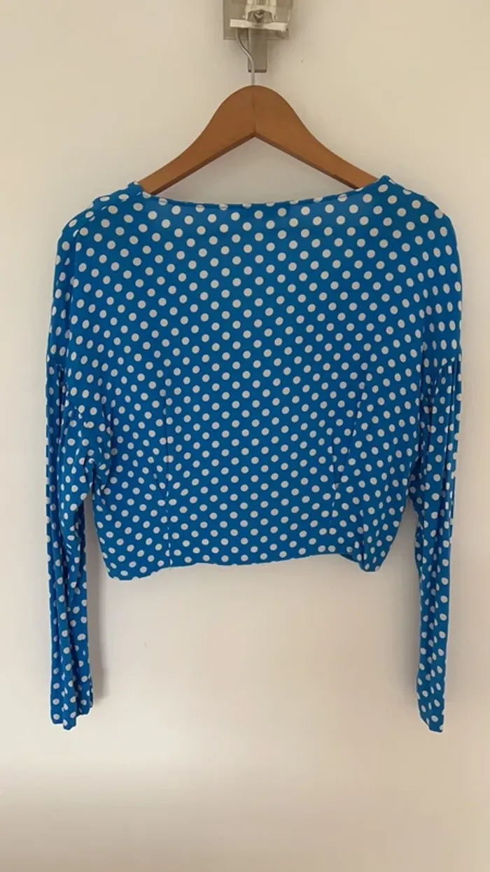 Crop top à pois bleu et blanc/ top court Zara - photo numéro 4