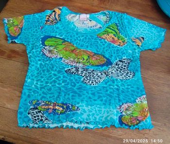 T shirt papillon perles coton 38/40