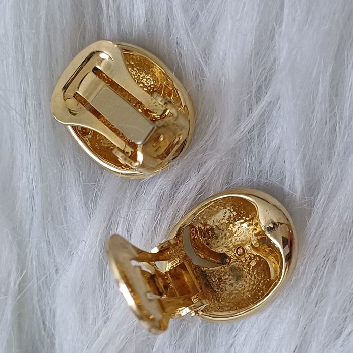 Demi parure vintage métal doré et émaillé bleu et vert - photo numéro 9