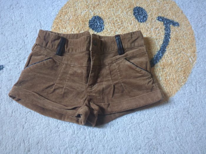 Short 6 ans velours marron simili cuir fille vintage