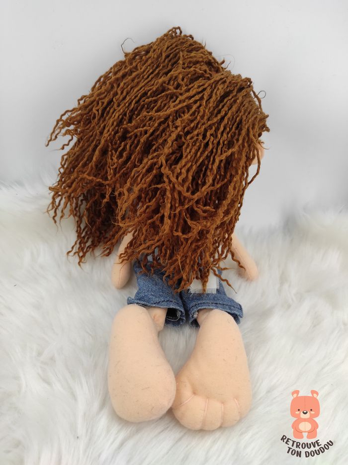 Poupée de chiffon fillette cheveux en laine - photo numéro 2