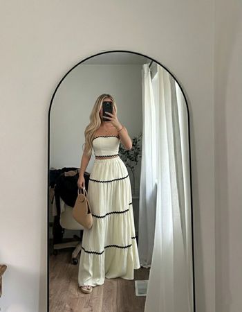 Ensemble 2 pièces bohème chic - Top bandeau à nœud et jupe longue à volants