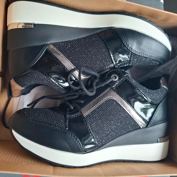 Baskets compensées noires pailletés - photo numéro 11