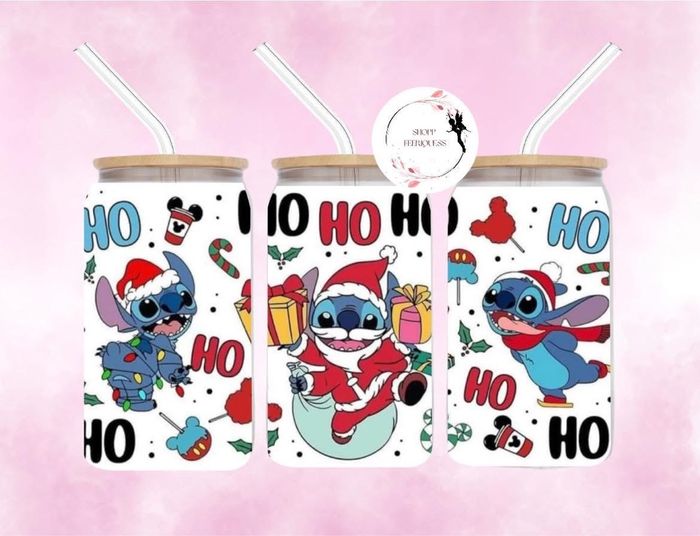Stitch père noel - Gobelet en verre