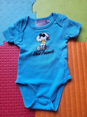 Body Snoopy "Best Friends" turquoise - 3 mois