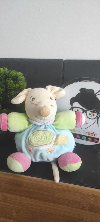 Doudou souris bleu vert rose peluche tortue boule Ancien Kaloo Beige Marron