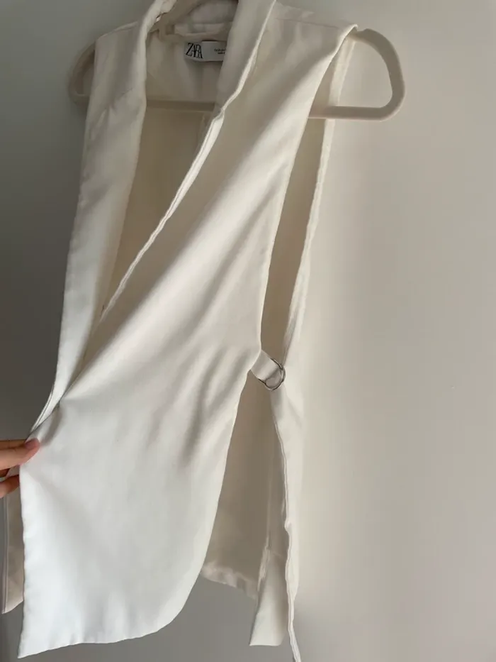 Ensemble blanc gilet + pantalon XS Zara - photo numéro 5