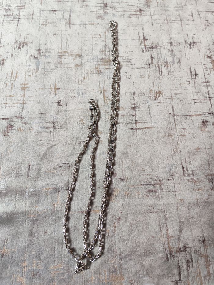Chaîne longue sautoir argenté maille de fer - photo numéro 6