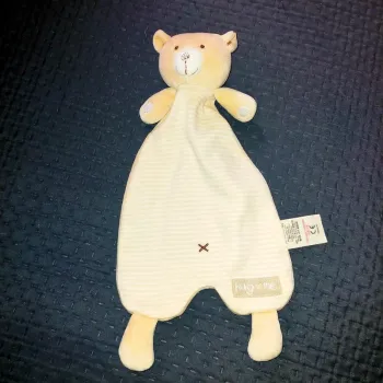 Doudou plat ours crème, rayé écru Nature's purest