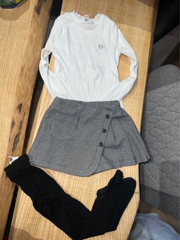 Ensemble 3 ans kiabi okaidi jupe short à carreaux cœur